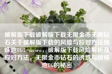 破解版下载破解版下载无限金币无限钻石关于破解版下载的风险与应对方法蜘蛛池TG：zzcseo，破解版下载风险解析及应对方法，无限金币钻石的诱惑与蜘蛛池TG的秘密