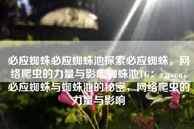 必应蜘蛛必应蜘蛛池探索必应蜘蛛，网络爬虫的力量与影响蜘蛛池TG：zzcseo，必应蜘蛛与蜘蛛池的秘密，网络爬虫的力量与影响