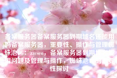 备案服务器备案服务器到期域名还能用吗备案服务器，重要性、操作与管理蜘蛛池TG：zzcseo，备案服务器到期域名使用问题及管理与操作，蜘蛛池TG的重要性探讨