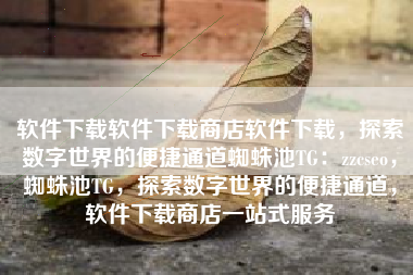 软件下载软件下载商店软件下载，探索数字世界的便捷通道蜘蛛池TG：zzcseo，蜘蛛池TG，探索数字世界的便捷通道，软件下载商店一站式服务