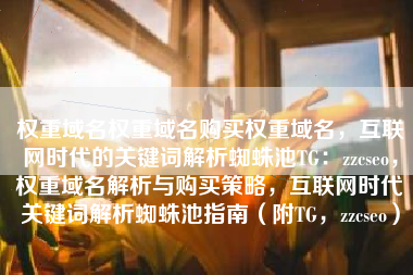 权重域名权重域名购买权重域名，互联网时代的关键词解析蜘蛛池TG：zzcseo，权重域名解析与购买策略，互联网时代关键词解析蜘蛛池指南（附TG，zzcseo）