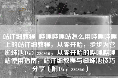 站详细教程_哔哩哔哩站怎么用哔哩哔哩上的站详细教程，从零开始，步步为营蜘蛛池TG：zzcseo，从零开始的哔哩哔哩站使用指南，站详细教程与蜘蛛池技巧分享（附TG，zzcseo）