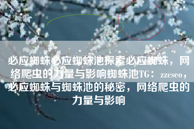 必应蜘蛛必应蜘蛛池探索必应蜘蛛，网络爬虫的力量与影响蜘蛛池TG：zzcseo，必应蜘蛛与蜘蛛池的秘密，网络爬虫的力量与影响