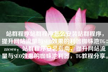 站群程序站群程序怎么安装站群程序，提升网站流量与SEO效果的利器蜘蛛池TG：zzcseo，站群程序安装指南，提升网站流量与SEO效果的蜘蛛池利器，TG教程分享。