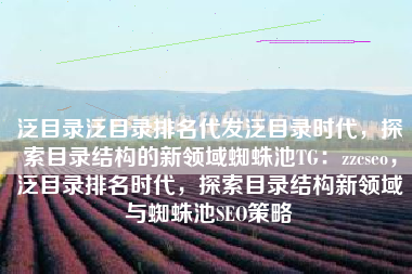 泛目录泛目录排名代发泛目录时代，探索目录结构的新领域蜘蛛池TG：zzcseo，泛目录排名时代，探索目录结构新领域与蜘蛛池SEO策略