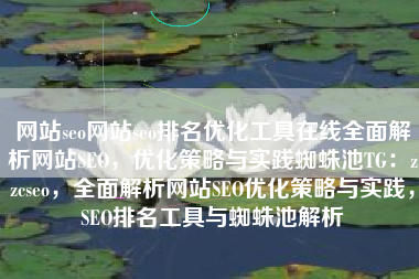 网站seo网站seo排名优化工具在线全面解析网站SEO，优化策略与实践蜘蛛池TG：zzcseo，全面解析网站SEO优化策略与实践，SEO排名工具与蜘蛛池解析