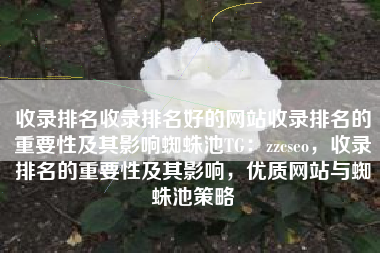 收录排名收录排名好的网站收录排名的重要性及其影响蜘蛛池TG：zzcseo，收录排名的重要性及其影响，优质网站与蜘蛛池策略