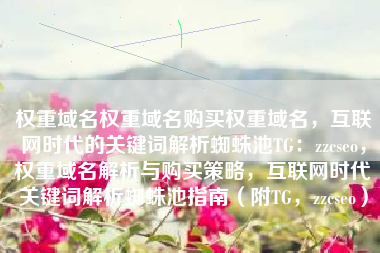 权重域名权重域名购买权重域名，互联网时代的关键词解析蜘蛛池TG：zzcseo，权重域名解析与购买策略，互联网时代关键词解析蜘蛛池指南（附TG，zzcseo）