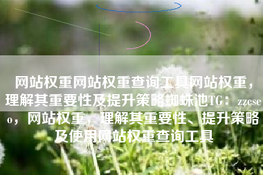 网站权重网站权重查询工具网站权重，理解其重要性及提升策略蜘蛛池TG：zzcseo，网站权重，理解其重要性、提升策略及使用网站权重查询工具