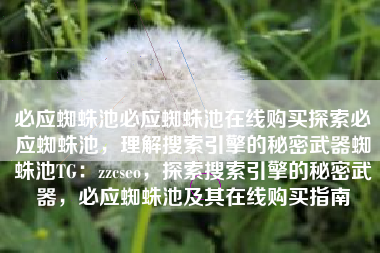 必应蜘蛛池必应蜘蛛池在线购买探索必应蜘蛛池，理解搜索引擎的秘密武器蜘蛛池TG：zzcseo，探索搜索引擎的秘密武器，必应蜘蛛池及其在线购买指南