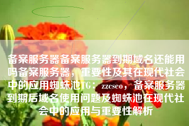 备案服务器备案服务器到期域名还能用吗备案服务器，重要性及其在现代社会中的应用蜘蛛池TG：zzcseo，备案服务器到期后域名使用问题及蜘蛛池在现代社会中的应用与重要性解析