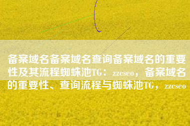 备案域名备案域名查询备案域名的重要性及其流程蜘蛛池TG：zzcseo，备案域名的重要性、查询流程与蜘蛛池TG，zzcseo