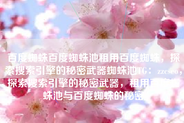 百度蜘蛛百度蜘蛛池租用百度蜘蛛，探索搜索引擎的秘密武器蜘蛛池TG：zzcseo，探索搜索引擎的秘密武器，租用百度蜘蛛池与百度蜘蛛的秘密