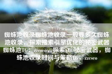 蜘蛛池收录蜘蛛池收录一般要多久蜘蛛池收录，探索搜索引擎优化的秘密武器蜘蛛池TG：zzcseo，探索SEO秘密武器，蜘蛛池收录时间与策略TG，zzcseo