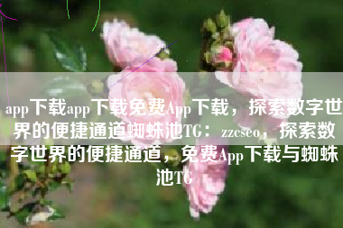 app下载app下载免费App下载，探索数字世界的便捷通道蜘蛛池TG：zzcseo，探索数字世界的便捷通道，免费App下载与蜘蛛池TG