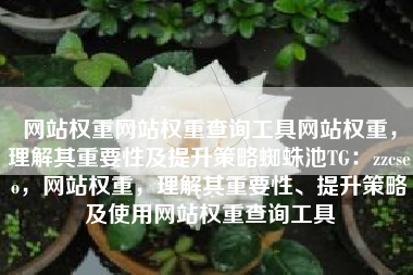 网站权重网站权重查询工具网站权重，理解其重要性及提升策略蜘蛛池TG：zzcseo，网站权重，理解其重要性、提升策略及使用网站权重查询工具