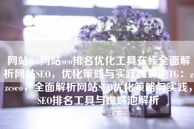 网站seo网站seo排名优化工具在线全面解析网站SEO，优化策略与实践蜘蛛池TG：zzcseo，全面解析网站SEO优化策略与实践，SEO排名工具与蜘蛛池解析