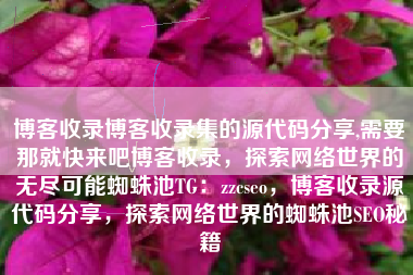 博客收录博客收录集的源代码分享,需要那就快来吧博客收录，探索网络世界的无尽可能蜘蛛池TG：zzcseo，博客收录源代码分享，探索网络世界的蜘蛛池SEO秘籍