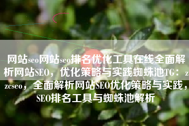 网站seo网站seo排名优化工具在线全面解析网站SEO，优化策略与实践蜘蛛池TG：zzcseo，全面解析网站SEO优化策略与实践，SEO排名工具与蜘蛛池解析