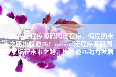 泛程序泛程序源码网泛程序，编程的未来之路蜘蛛池TG：zzcseo，泛程序源码网，探索编程未来之路，蜘蛛池TG助力发展