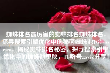 蜘蛛排名最厉害的蜘蛛排名蜘蛛排名，探寻搜索引擎优化中的秘密蜘蛛池TG：zzcseo，揭秘蜘蛛排名秘密，探寻搜索引擎优化中的蜘蛛池奥秘，TG群号zzcseo分享！