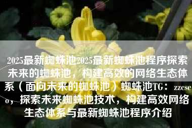 2025最新蜘蛛池2025最新蜘蛛池程序探索未来的蜘蛛池，构建高效的网络生态体系（面向未来的蜘蛛池）蜘蛛池TG：zzcseo，探索未来蜘蛛池技术，构建高效网络生态体系与最新蜘蛛池程序介绍