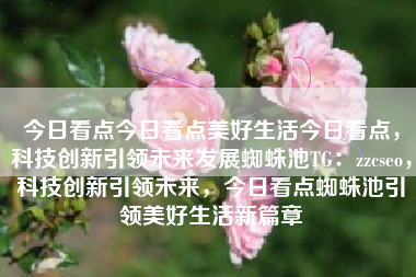 今日看点今日看点美好生活今日看点，科技创新引领未来发展蜘蛛池TG：zzcseo，科技创新引领未来，今日看点蜘蛛池引领美好生活新篇章
