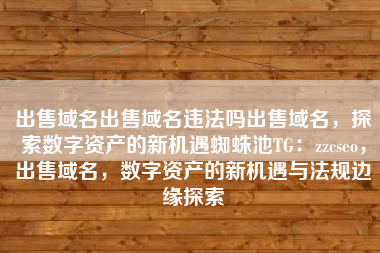 出售域名出售域名违法吗出售域名，探索数字资产的新机遇蜘蛛池TG：zzcseo，出售域名，数字资产的新机遇与法规边缘探索