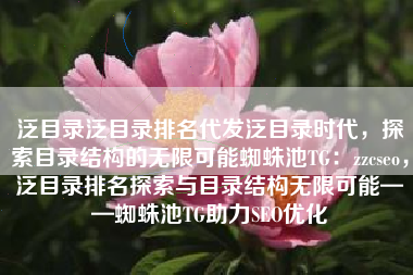 泛目录泛目录排名代发泛目录时代，探索目录结构的无限可能蜘蛛池TG：zzcseo，泛目录排名探索与目录结构无限可能——蜘蛛池TG助力SEO优化