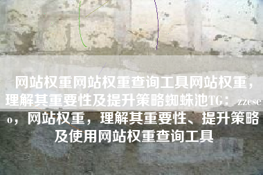 网站权重网站权重查询工具网站权重，理解其重要性及提升策略蜘蛛池TG：zzcseo，网站权重，理解其重要性、提升策略及使用网站权重查询工具