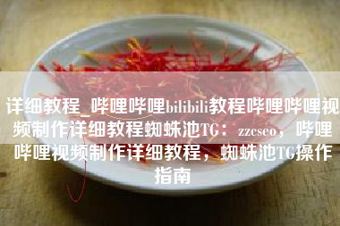 详细教程_哔哩哔哩bilibili教程哔哩哔哩视频制作详细教程蜘蛛池TG：zzcseo，哔哩哔哩视频制作详细教程，蜘蛛池TG操作指南