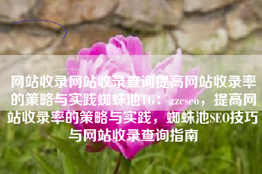网站收录网站收录查询提高网站收录率的策略与实践蜘蛛池TG：zzcseo，提高网站收录率的策略与实践，蜘蛛池SEO技巧与网站收录查询指南