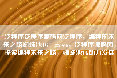 泛程序泛程序源码网泛程序，编程的未来之路蜘蛛池TG：zzcseo，泛程序源码网，探索编程未来之路，蜘蛛池TG助力发展
