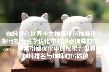 蜘蛛排名世界十大蜘蛛排名蜘蛛排名，探寻搜索引擎优化中的秘密蜘蛛池TG：zzcseo，搜索引擎优化中的秘密，世界十大蜘蛛排名与蜘蛛池TG揭秘