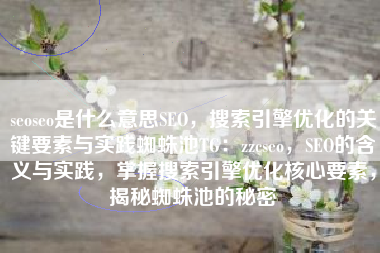 seoseo是什么意思SEO，搜索引擎优化的关键要素与实践蜘蛛池TG：zzcseo，SEO的含义与实践，掌握搜索引擎优化核心要素，揭秘蜘蛛池的秘密