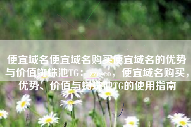 便宜域名便宜域名购买便宜域名的优势与价值蜘蛛池TG：zzcseo，便宜域名购买，优势、价值与蜘蛛池TG的使用指南