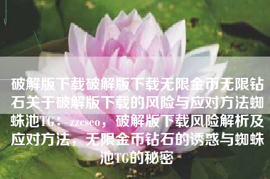 破解版下载破解版下载无限金币无限钻石关于破解版下载的风险与应对方法蜘蛛池TG：zzcseo，破解版下载风险解析及应对方法，无限金币钻石的诱惑与蜘蛛池TG的秘密