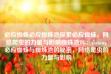 必应蜘蛛必应蜘蛛池探索必应蜘蛛，网络爬虫的力量与影响蜘蛛池TG：zzcseo，必应蜘蛛与蜘蛛池的秘密，网络爬虫的力量与影响