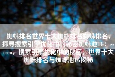 蜘蛛排名世界十大蜘蛛排名蜘蛛排名，探寻搜索引擎优化中的秘密蜘蛛池TG：zzcseo，搜索引擎优化中的秘密，世界十大蜘蛛排名与蜘蛛池TG揭秘