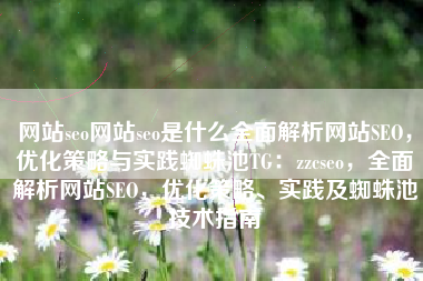 网站seo网站seo是什么全面解析网站SEO，优化策略与实践蜘蛛池TG：zzcseo，全面解析网站SEO，优化策略、实践及蜘蛛池技术指南