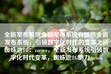 全新发布系统全新发布系统有哪些全新发布系统，引领数字化时代的变革之道蜘蛛池TG：zzcseo，全新发布系统引领数字化时代变革，蜘蛛池TG助力zzcseo