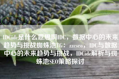IDCidc是什么意思啊IDC，数据中心的未来趋势与挑战蜘蛛池TG：zzcseo，IDC与数据中心的未来趋势与挑战，IDCidc解析与蜘蛛池SEO策略探讨