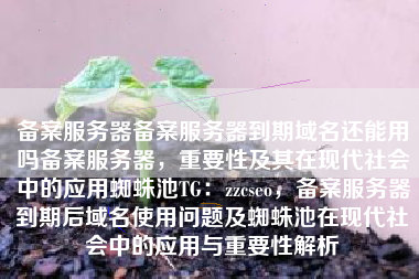 备案服务器备案服务器到期域名还能用吗备案服务器，重要性及其在现代社会中的应用蜘蛛池TG：zzcseo，备案服务器到期后域名使用问题及蜘蛛池在现代社会中的应用与重要性解析