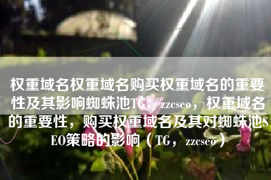 权重域名权重域名购买权重域名的重要性及其影响蜘蛛池TG：zzcseo，权重域名的重要性，购买权重域名及其对蜘蛛池SEO策略的影响（TG，zzcseo）
