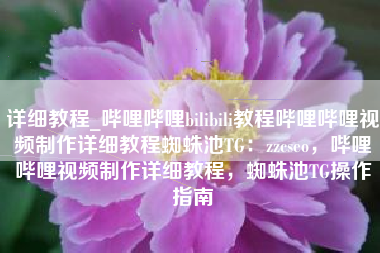 详细教程_哔哩哔哩bilibili教程哔哩哔哩视频制作详细教程蜘蛛池TG：zzcseo，哔哩哔哩视频制作详细教程，蜘蛛池TG操作指南