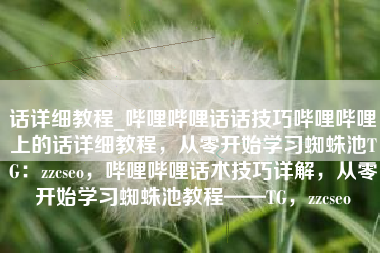 话详细教程_哔哩哔哩话话技巧哔哩哔哩上的话详细教程，从零开始学习蜘蛛池TG：zzcseo，哔哩哔哩话术技巧详解，从零开始学习蜘蛛池教程——TG，zzcseo