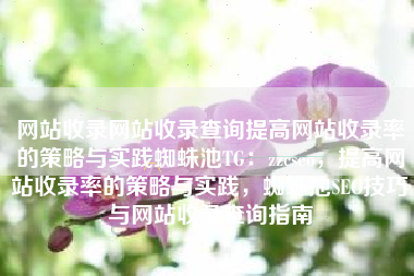 网站收录网站收录查询提高网站收录率的策略与实践蜘蛛池TG：zzcseo，提高网站收录率的策略与实践，蜘蛛池SEO技巧与网站收录查询指南