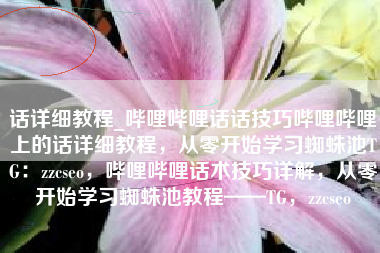 话详细教程_哔哩哔哩话话技巧哔哩哔哩上的话详细教程，从零开始学习蜘蛛池TG：zzcseo，哔哩哔哩话术技巧详解，从零开始学习蜘蛛池教程——TG，zzcseo