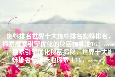 蜘蛛排名世界十大蜘蛛排名蜘蛛排名，探索搜索引擎优化的秘密蜘蛛池TG：zzcseo，搜索引擎优化秘密揭秘，世界十大蜘蛛排名与蜘蛛池探索（TG，zzcseo）