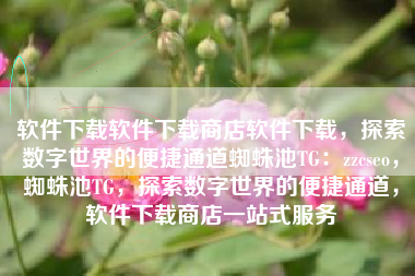 软件下载软件下载商店软件下载，探索数字世界的便捷通道蜘蛛池TG：zzcseo，蜘蛛池TG，探索数字世界的便捷通道，软件下载商店一站式服务